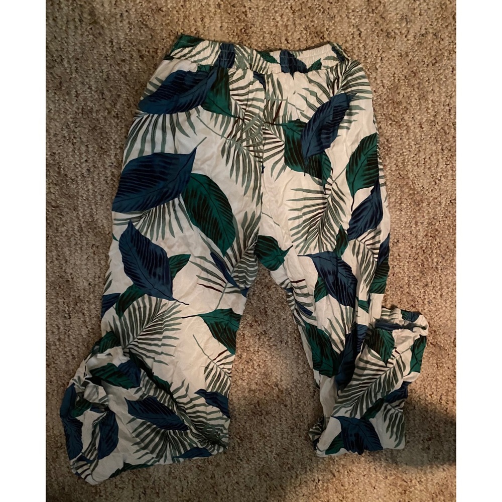 Green Palm Leaf Drawstring Pants - image 2